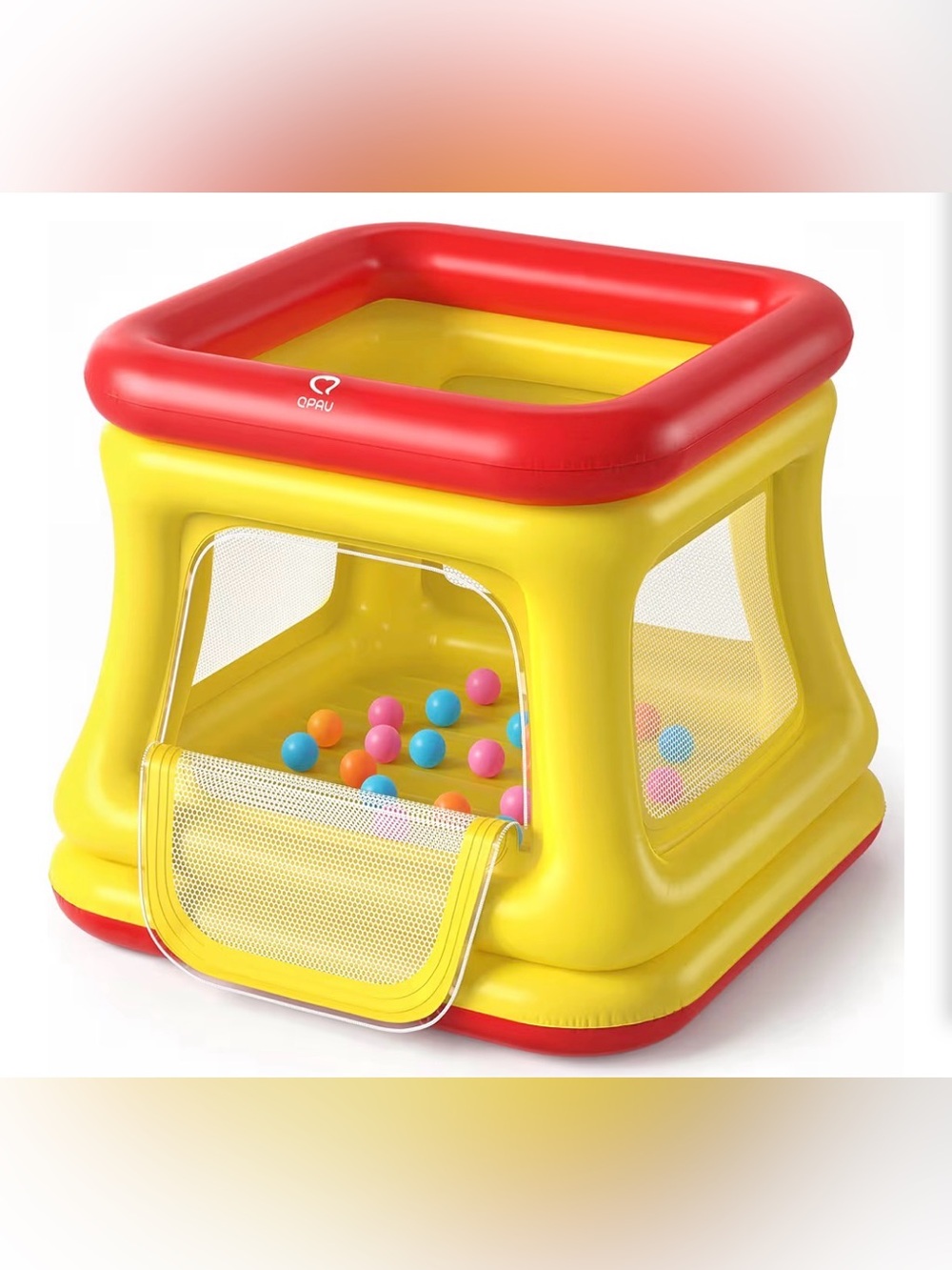 QPAU 3-in-1 Inflatable Bounce House with Pump for Toddlers 1-3
